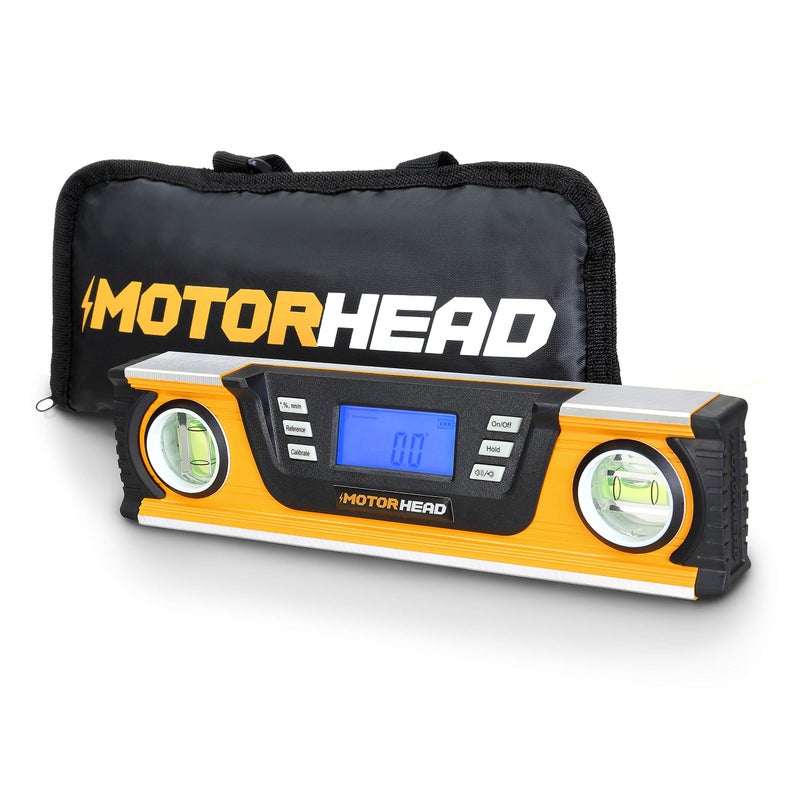 MOTORHEAD 10-Inch 0Â° - 180Â° SMART DIGITAL Level, LCD Screen, Audible Alerts, Water, Dust & Shock Resistant, Magnetic Bottom, Includes Bag, High-Visibility, Solid-Milled Aluminum, USA-Based Support - Image 1